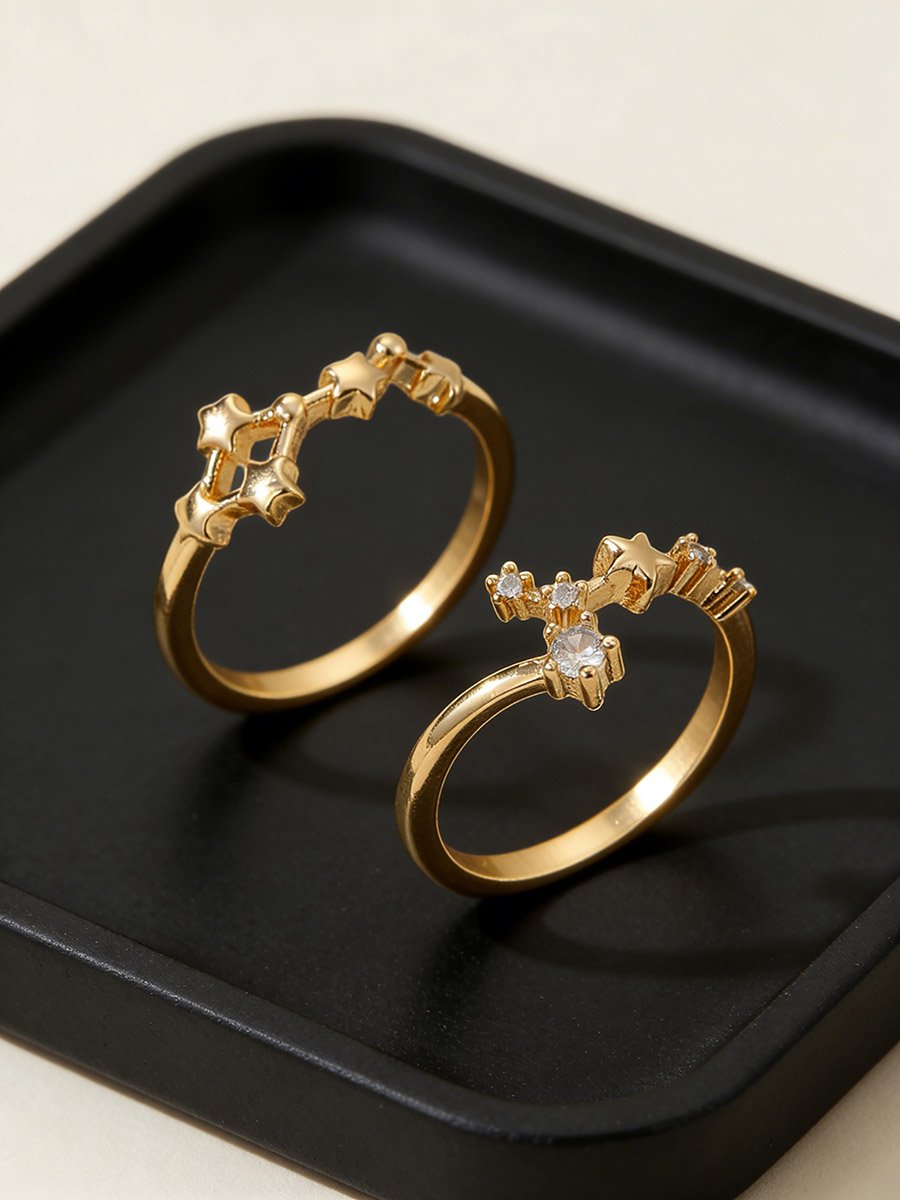 Set of 2 - Gold Embellished Rings
