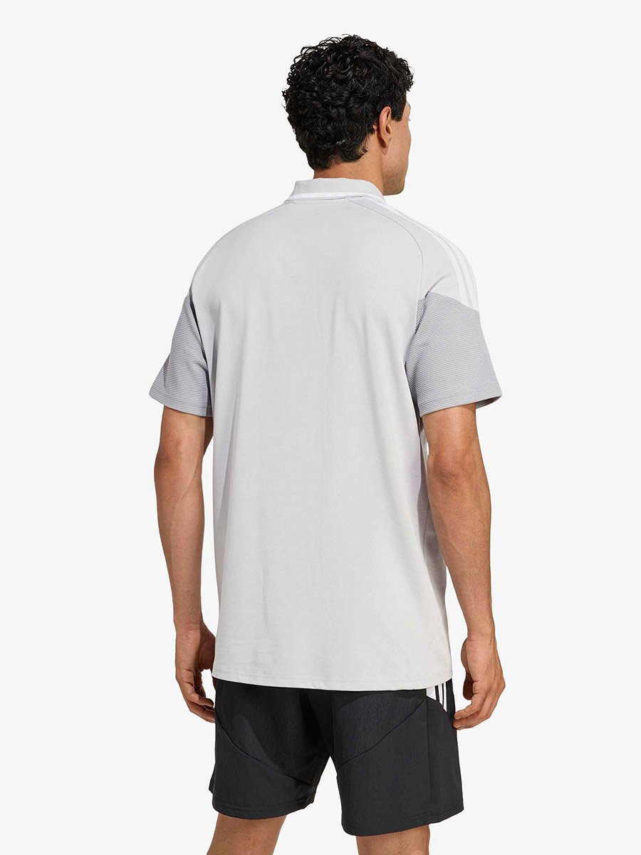 Men Grey Logo Training Half-Zipped Polo