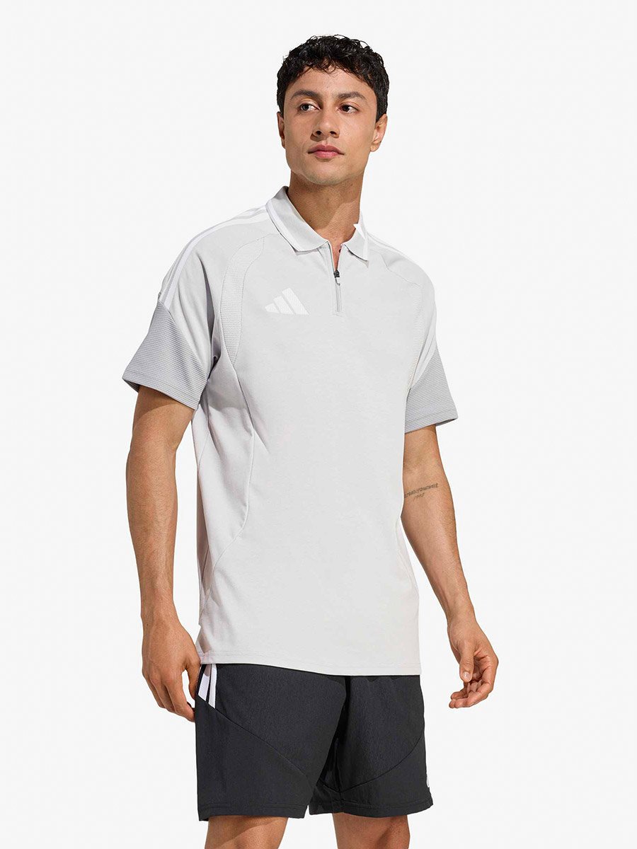 Men Grey Logo Training Half-Zipped Polo
