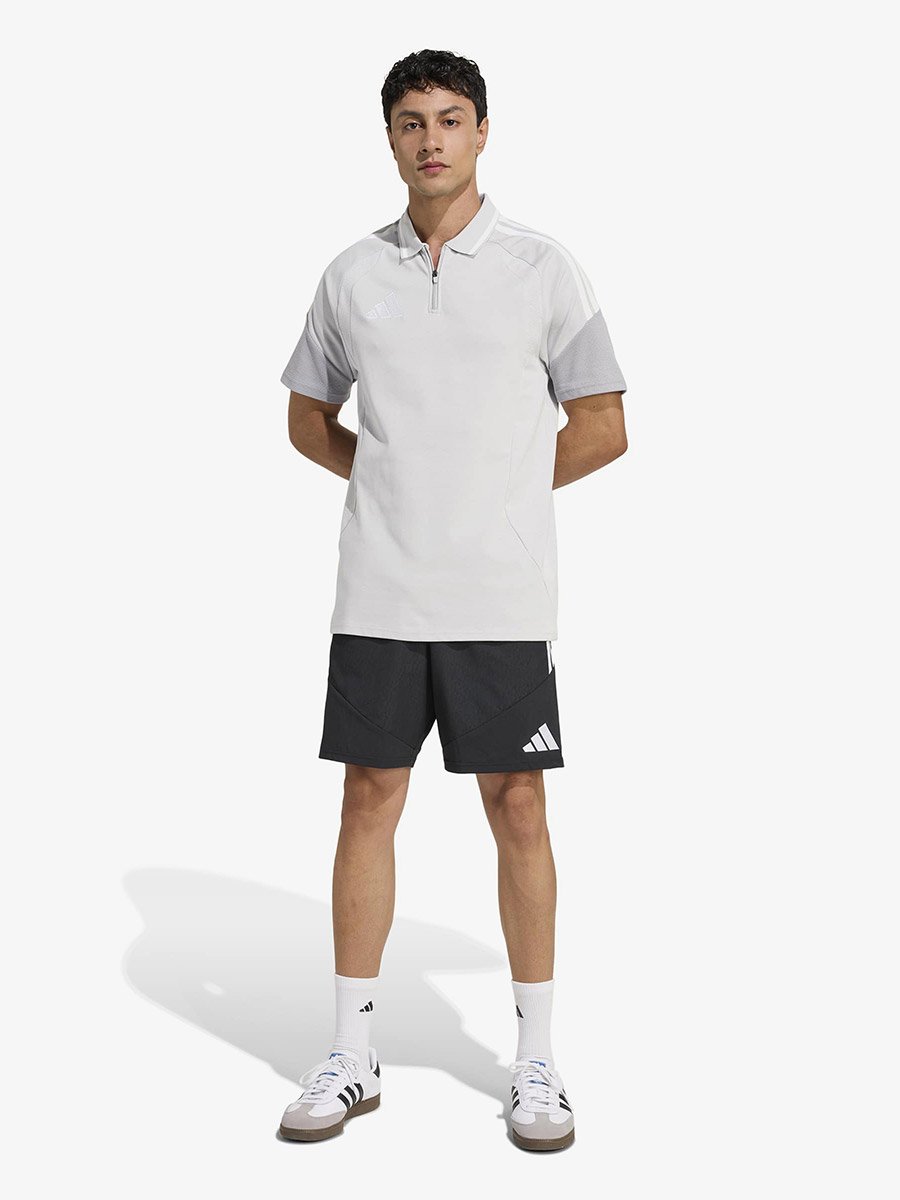 Men Grey Logo Training Half-Zipped Polo