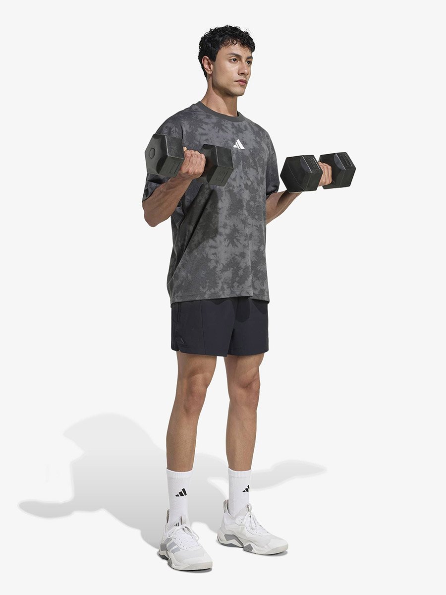 Men Grey Tie-Dye Logo Training T-Shirt