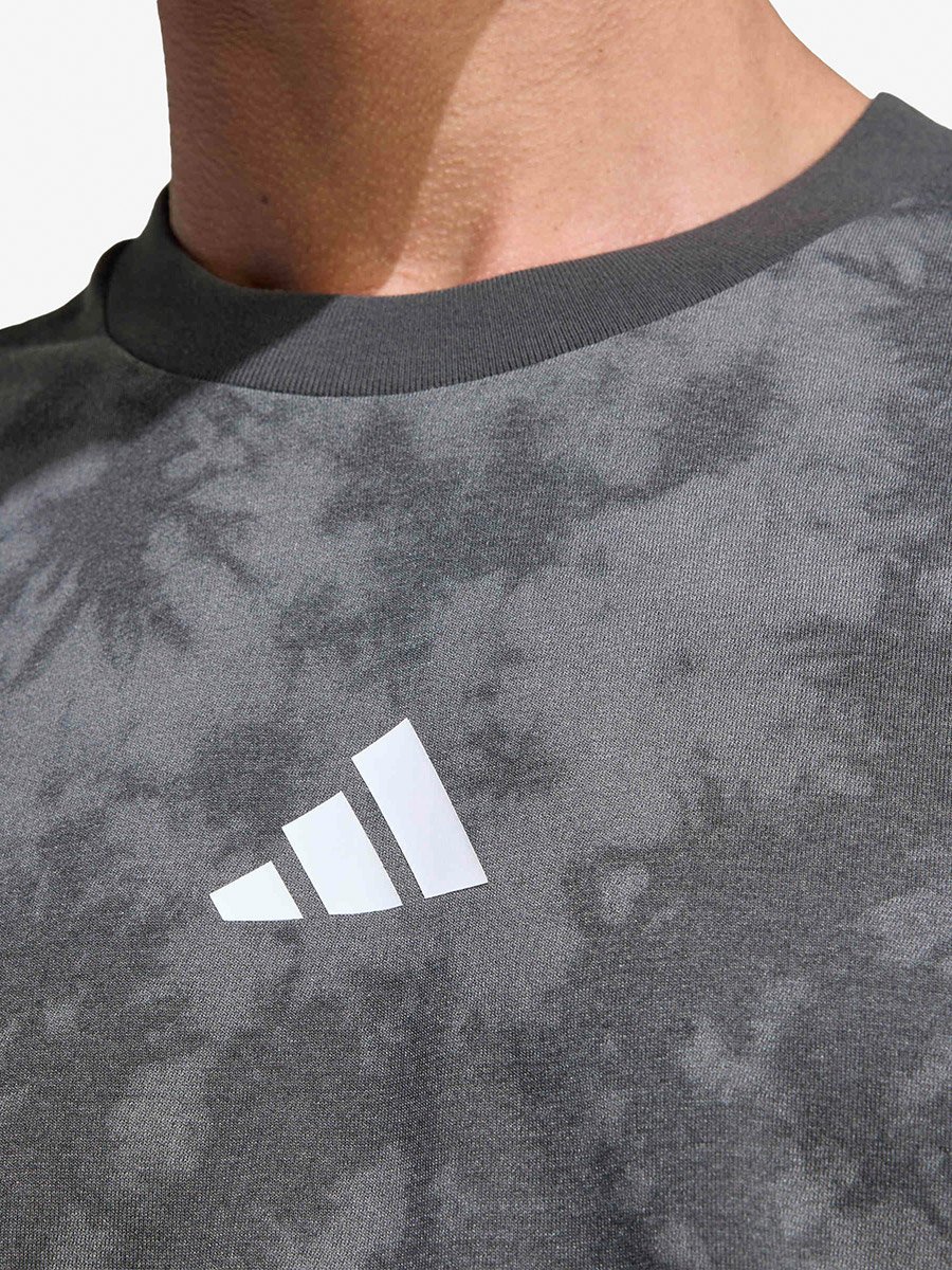 Men Grey Tie-Dye Logo Training T-Shirt