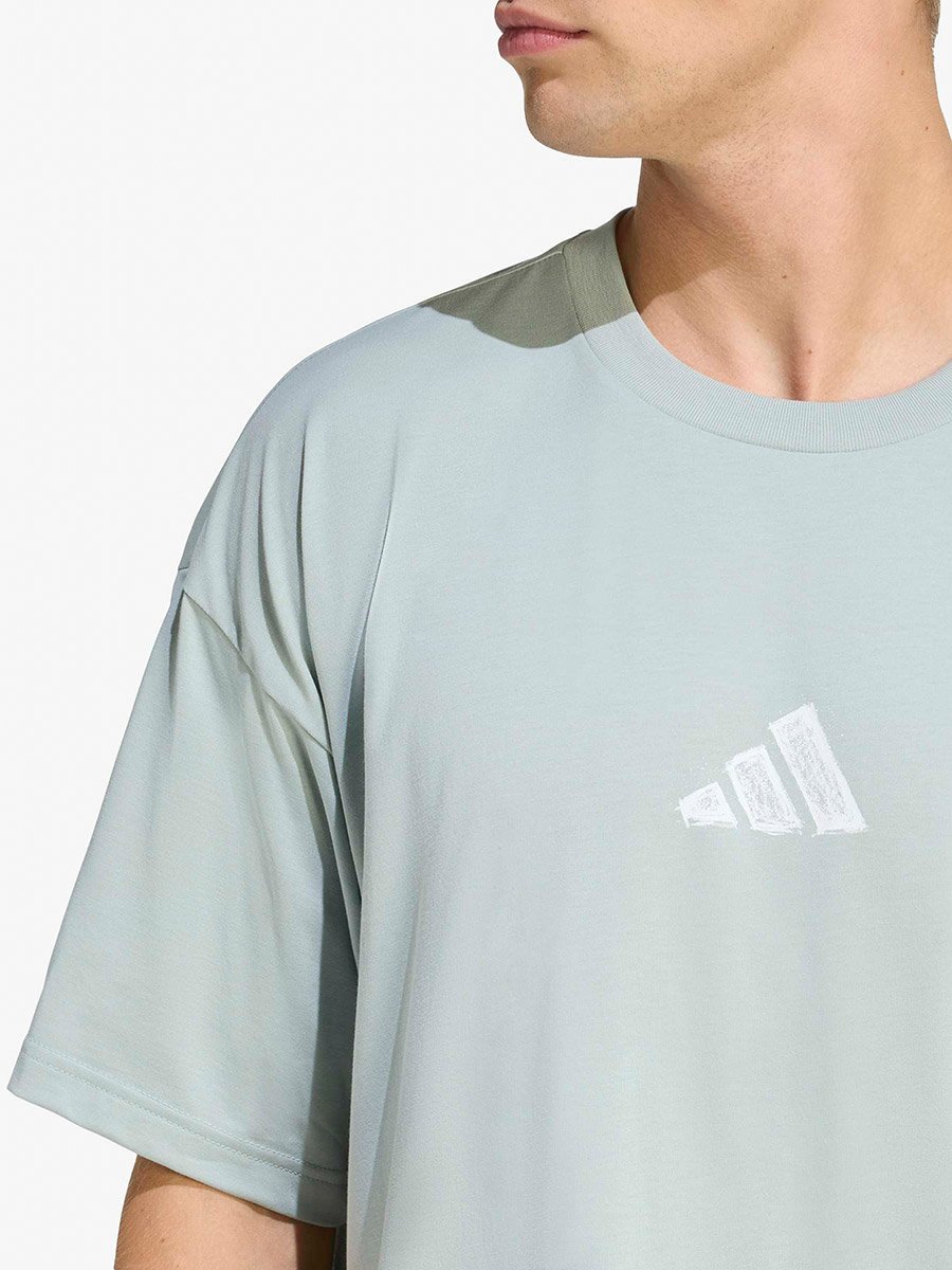 Men Green Adidas Logo Primelift T-Shirt 