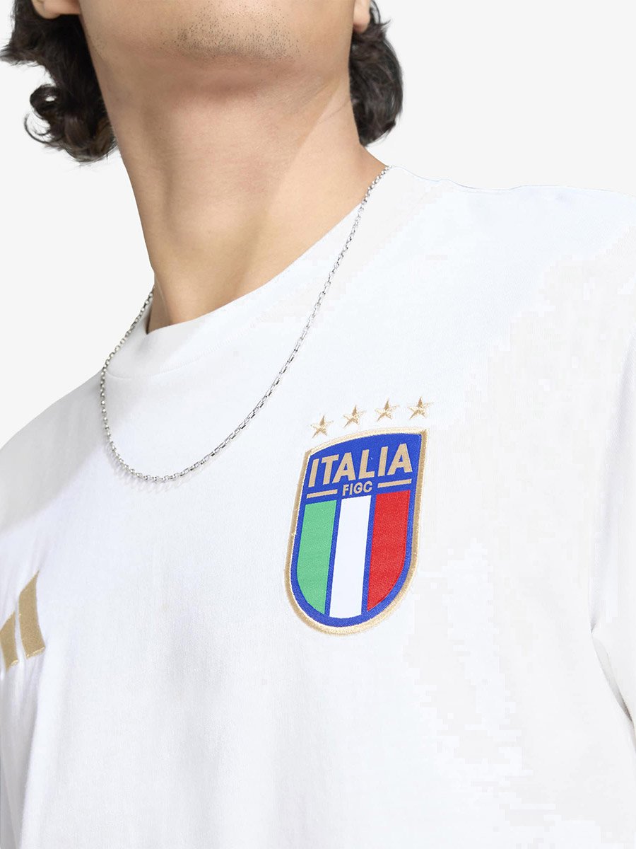 Men White Italia Figc Dna Football T-Shirt 
