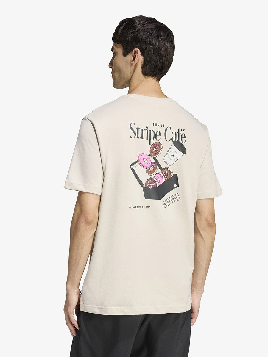 Men Beige Donut Box Graphic Print Cotton T-Shirt
