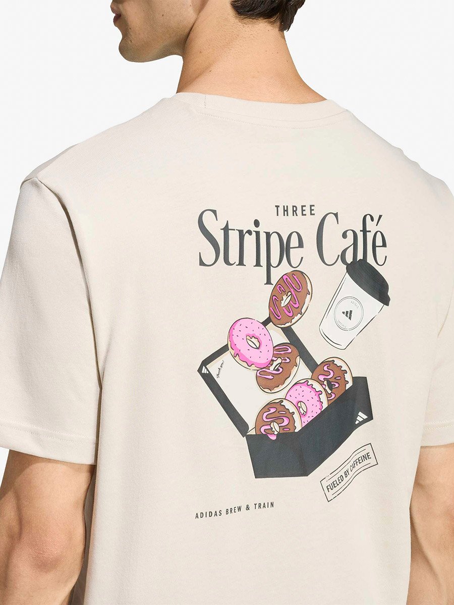 Men Beige Donut Box Graphic Print Cotton T-Shirt