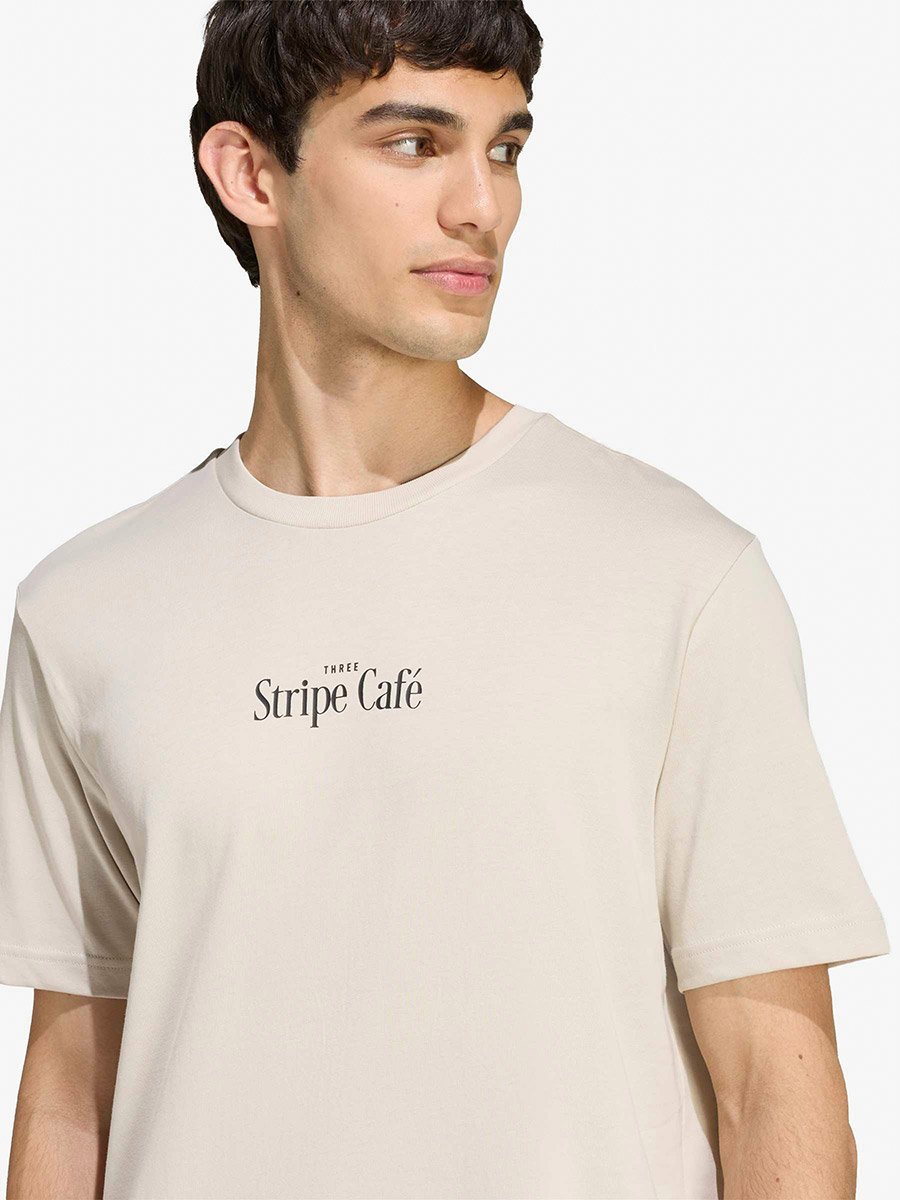 Men Beige Donut Box Graphic Print Cotton T-Shirt