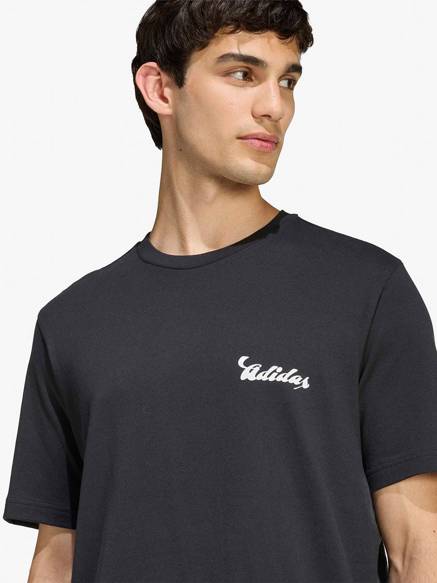 Men Black Logo Print Cotton T-Shirt