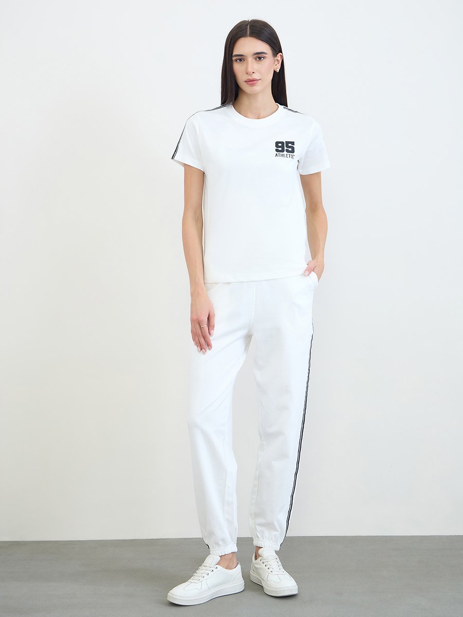 Off White Side Taping Striped Printed T-Shirt and Joggers Set