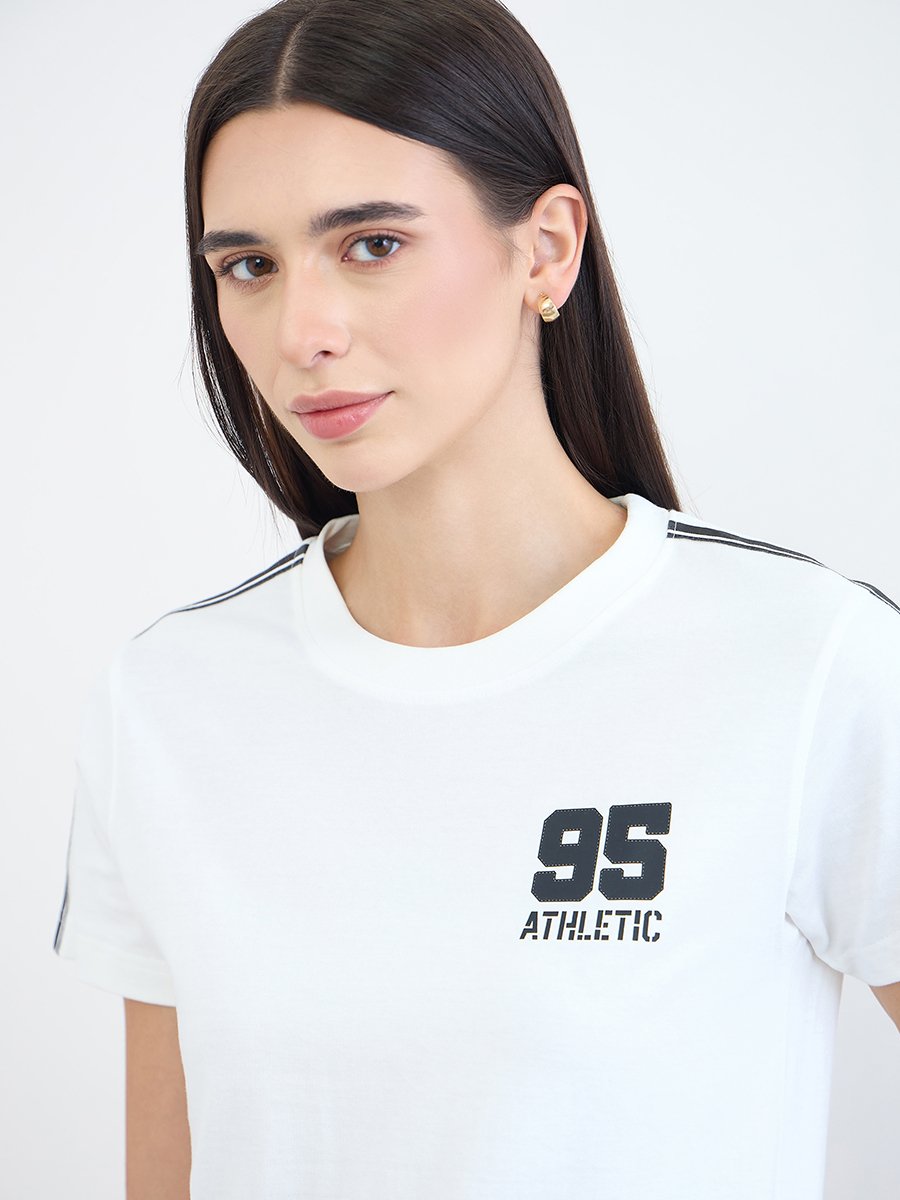 Off White Side Taping Striped Printed T-Shirt and Joggers Set