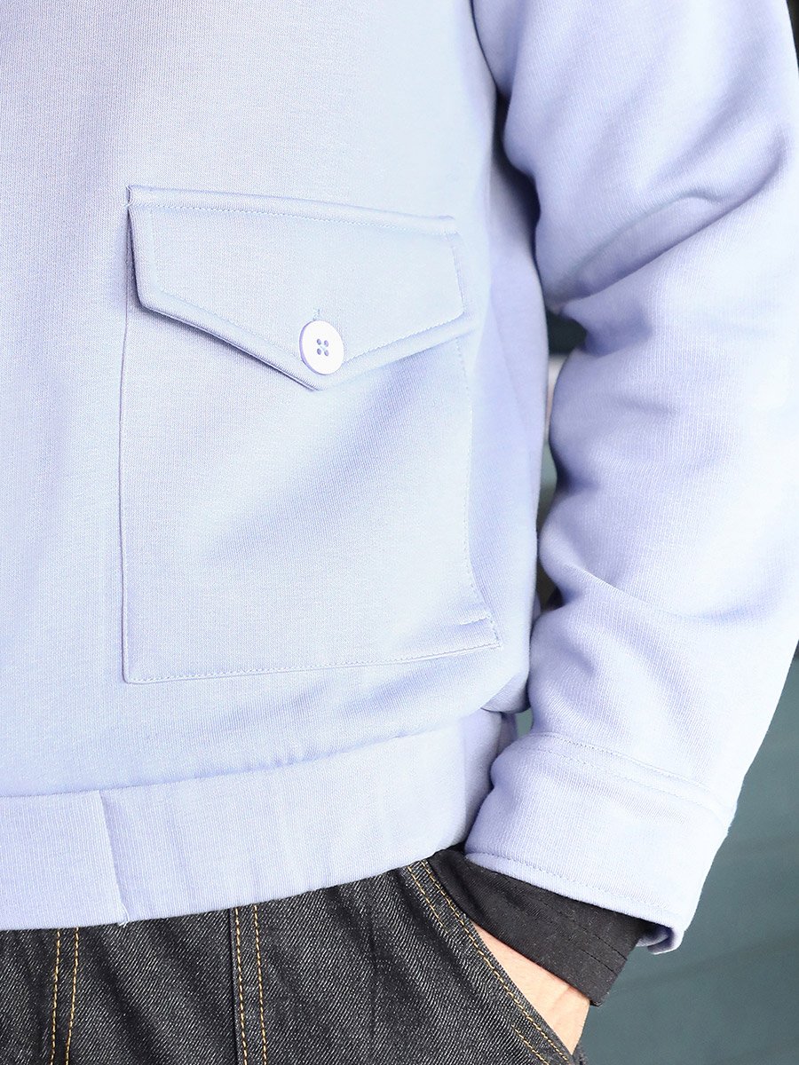 Men Blue Zip-Front Knit Jacket