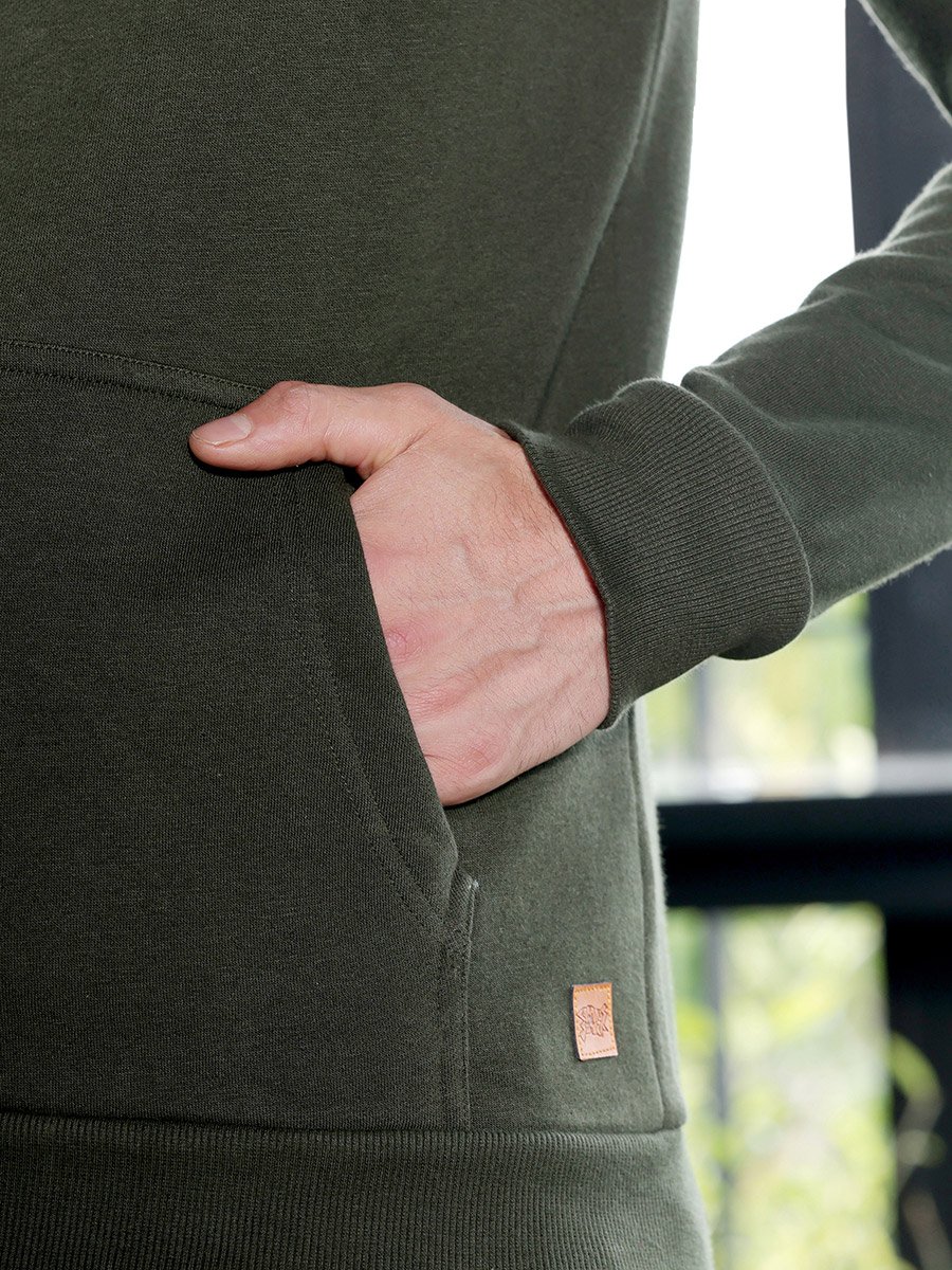 Men Seaweed Green Zip-Front Regular Sweatshirt