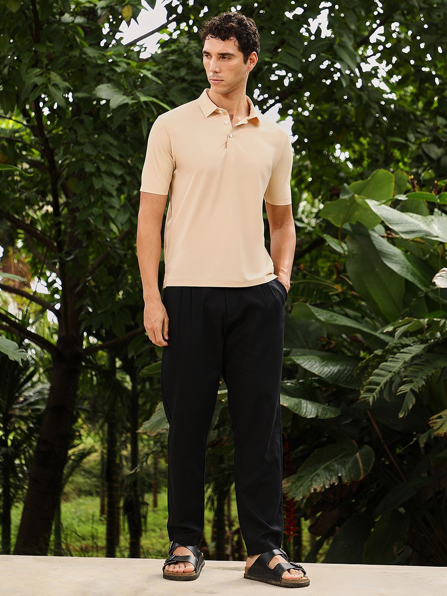 Men Seamless Solid Polo T-Shirt