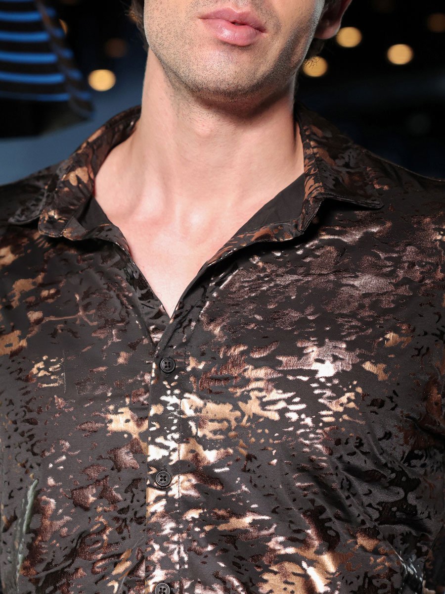 Men Onyx Black Camou-Foil Imprint Shirt