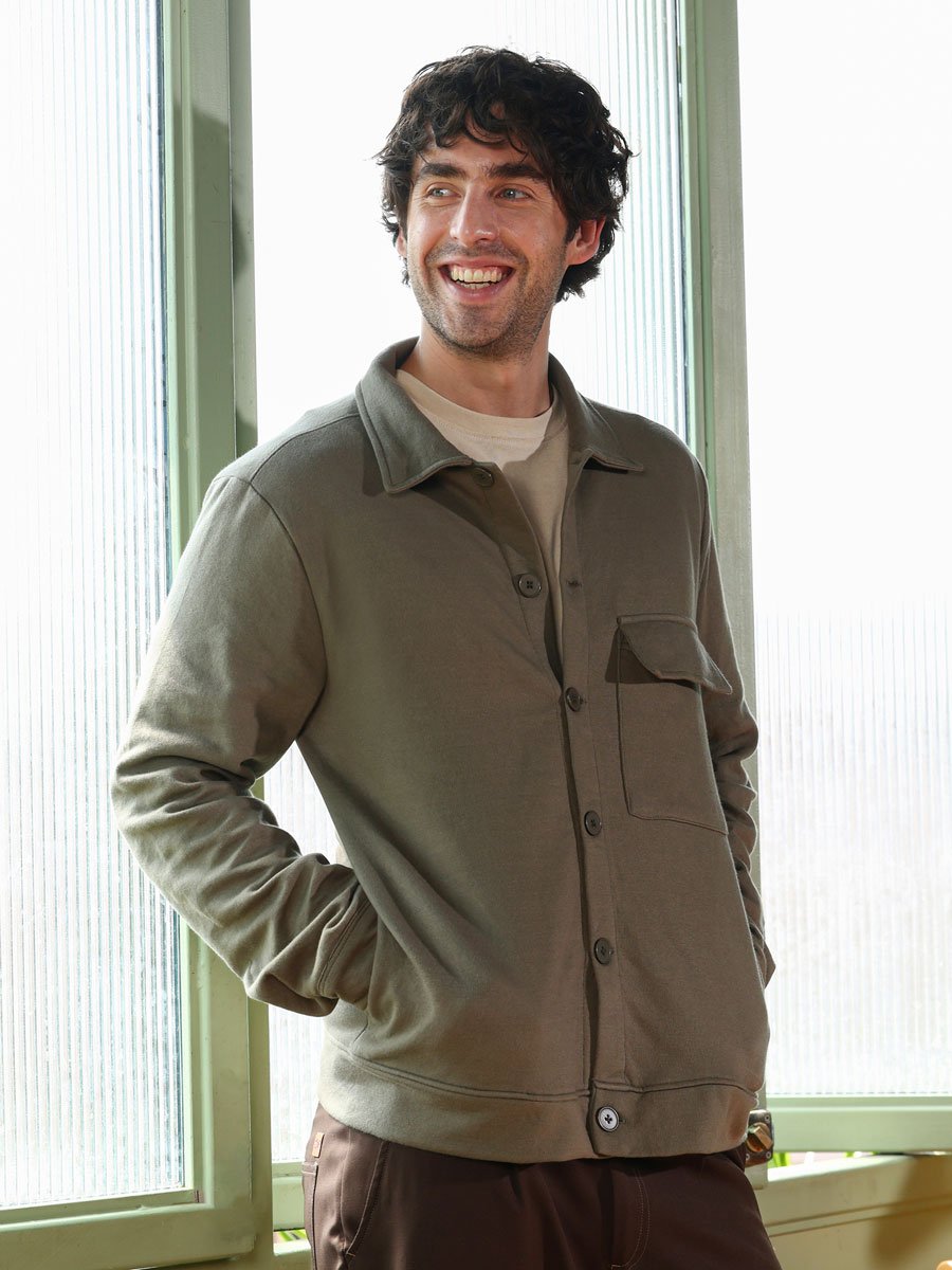 Men Green Utility-Knit Jacket