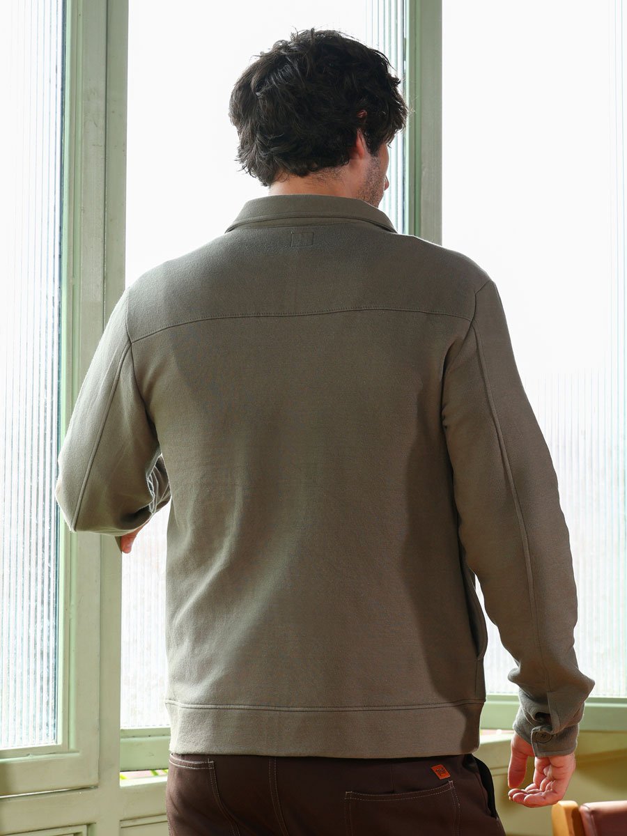 Men Green Utility-Knit Jacket