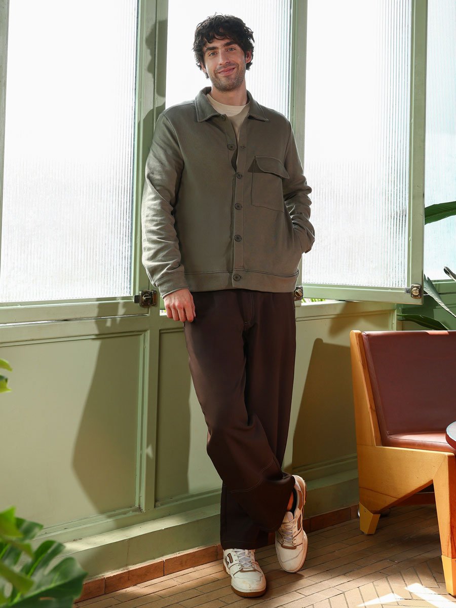 Men Green Utility-Knit Jacket
