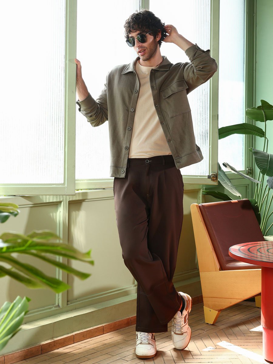 Men Green Utility-Knit Jacket