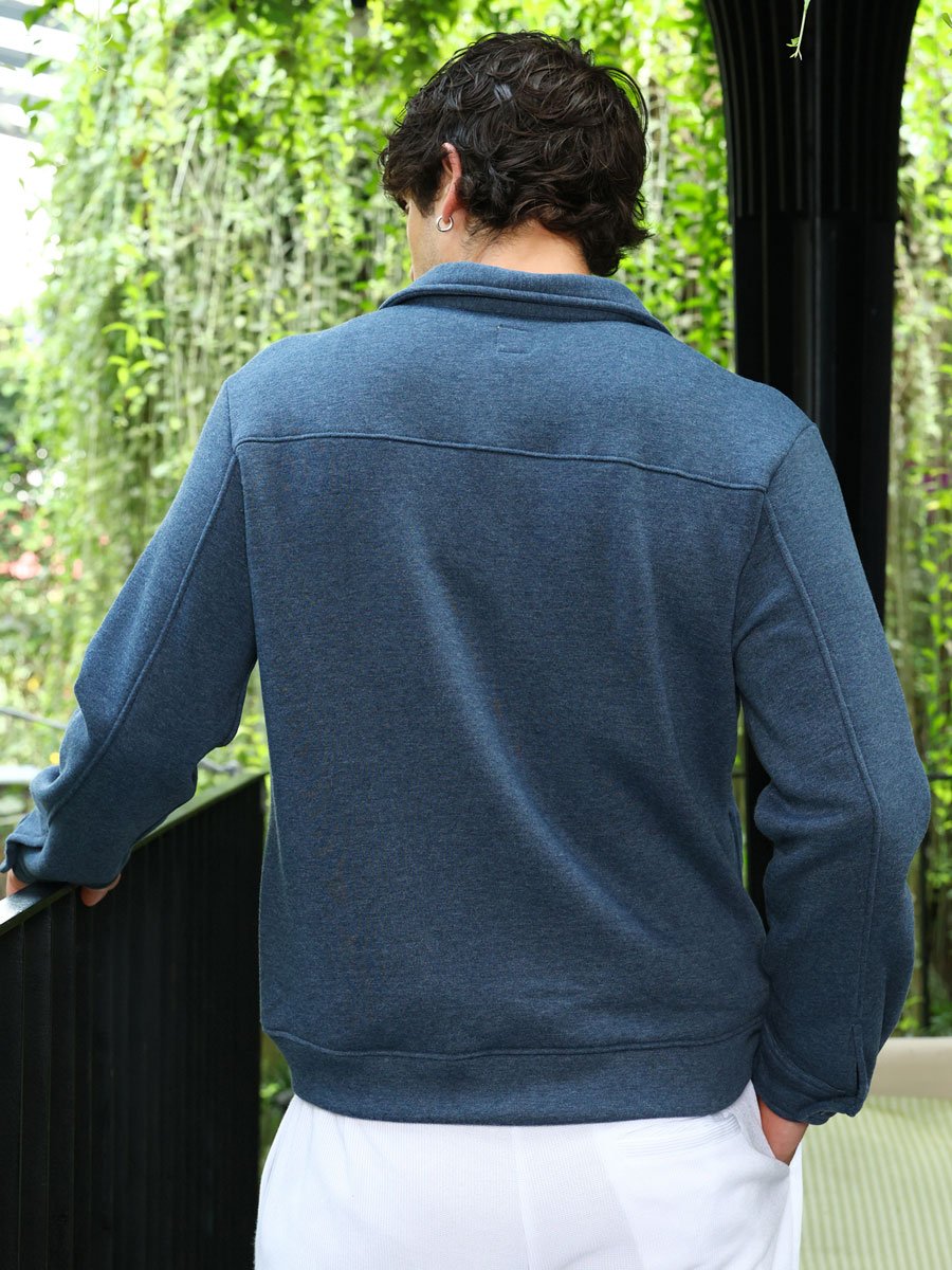 Men Blue Utility-Knit Jacket