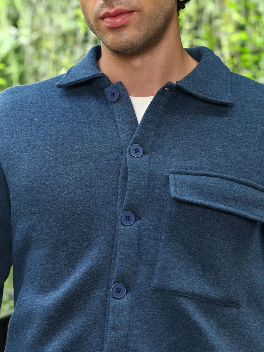 Men Blue Utility-Knit Jacket
