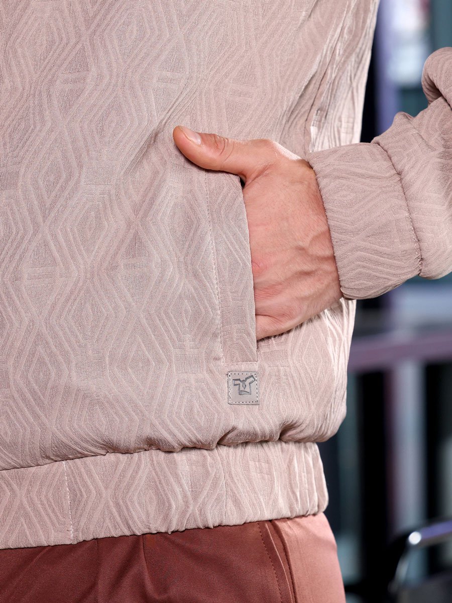 Men Beige Illuminator-Tactile Bomber Jacket