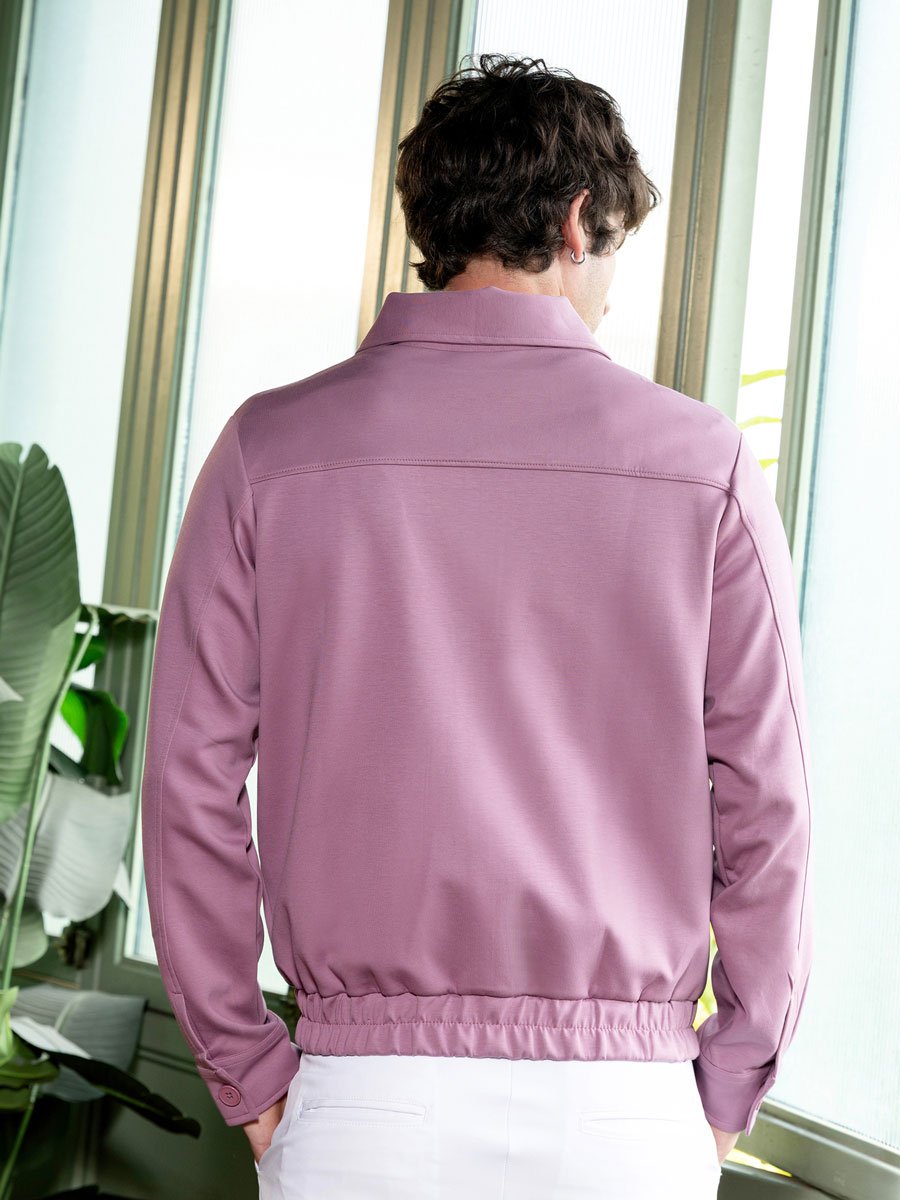 Men Lilac Zip-Front Knit Jacket
