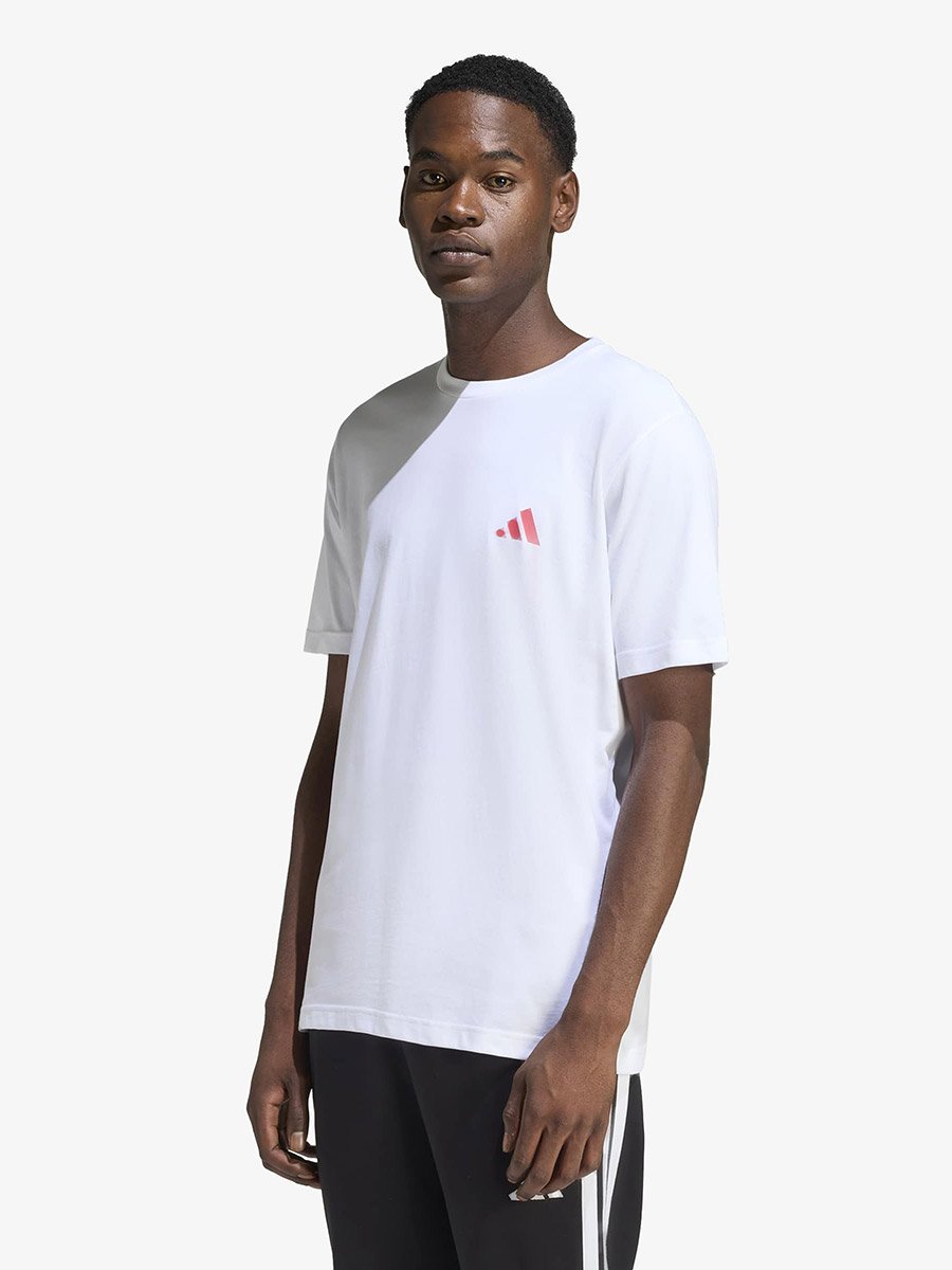 Men White Logo Print Cotton T-Shirt