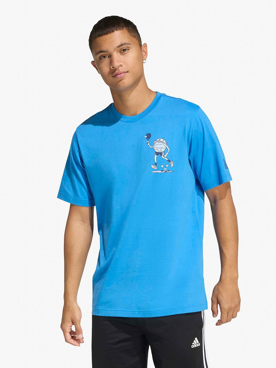 Men Blue Padel Graphic Print Cotton T-Shirt