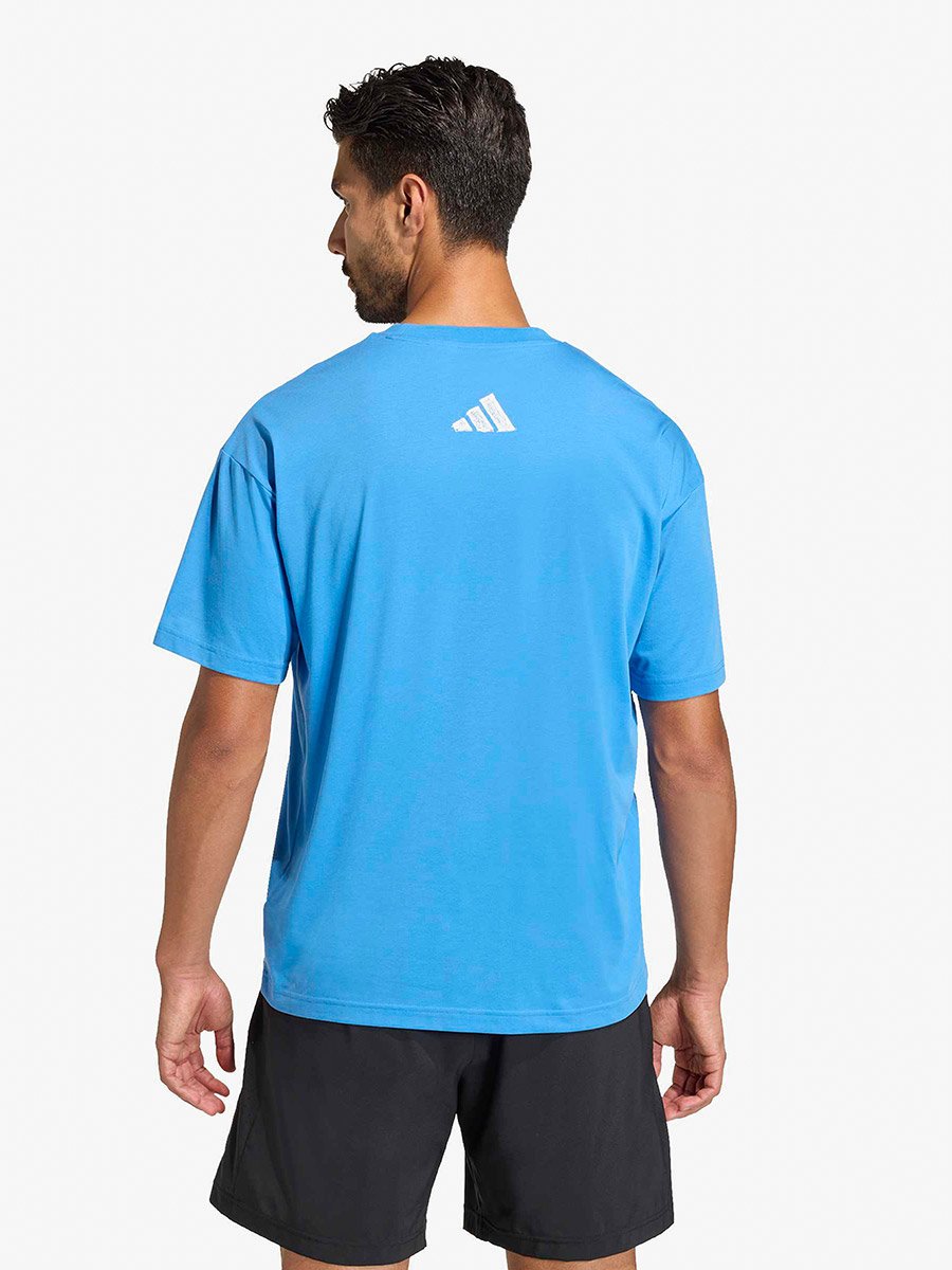 Men Blue Logo Print Training T-Shirt