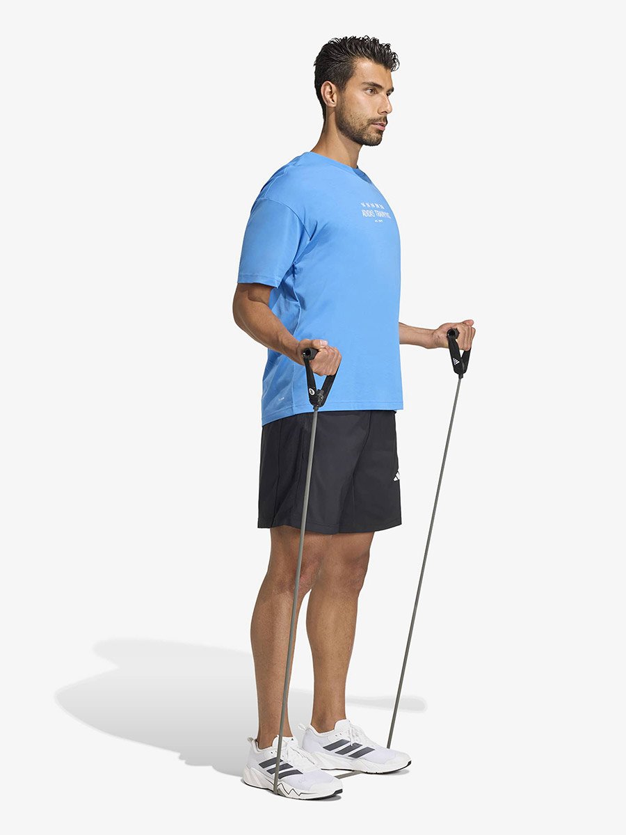 Men Blue Logo Print Training T-Shirt