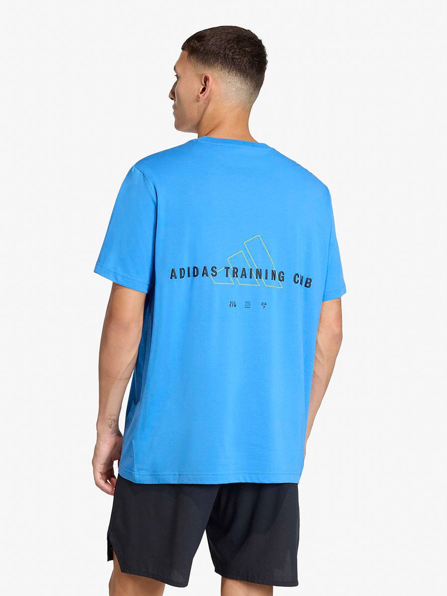 Men Blue Logo Print Training T-Shirt 