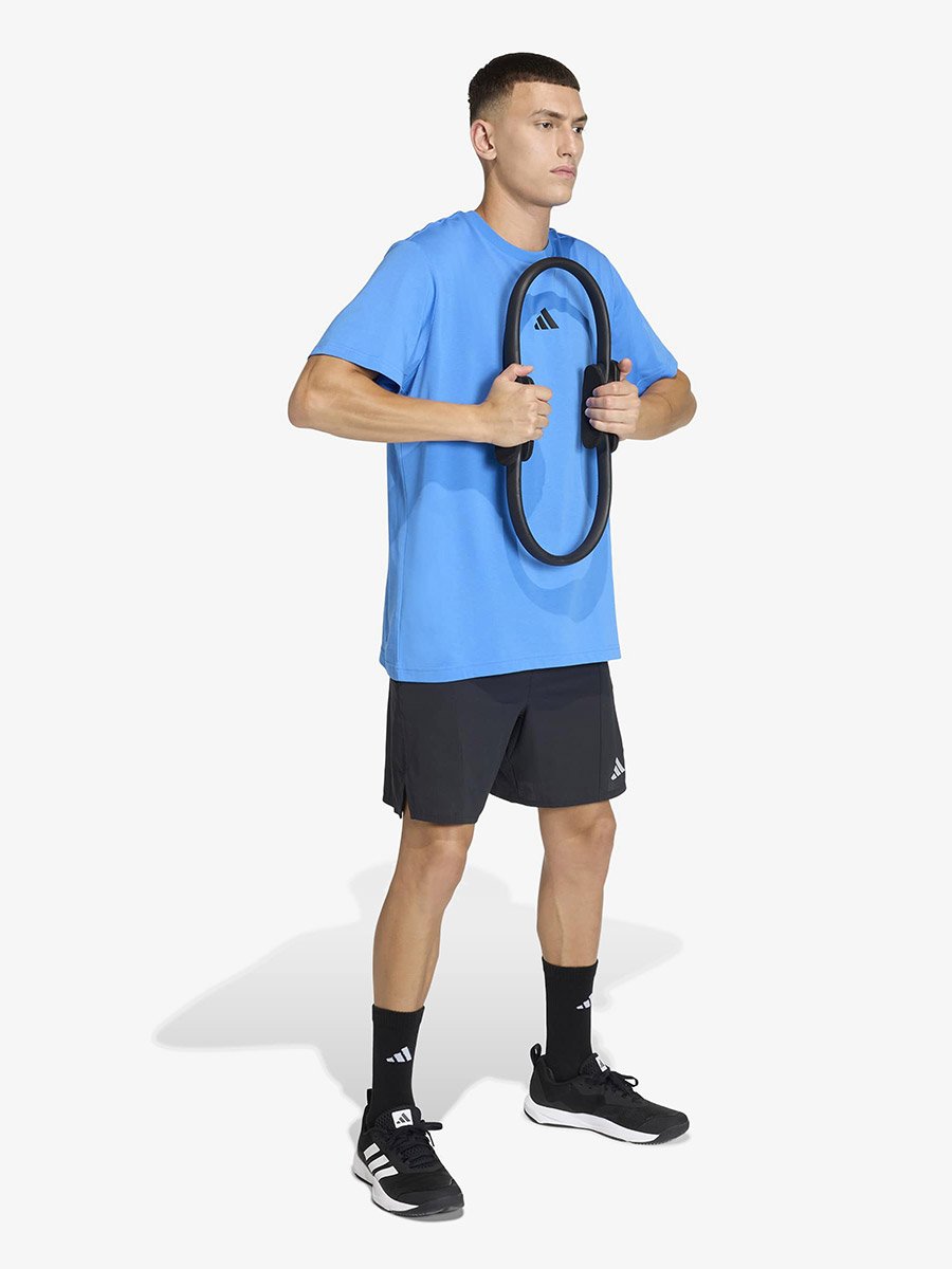 Men Blue Logo Print Training T-Shirt 