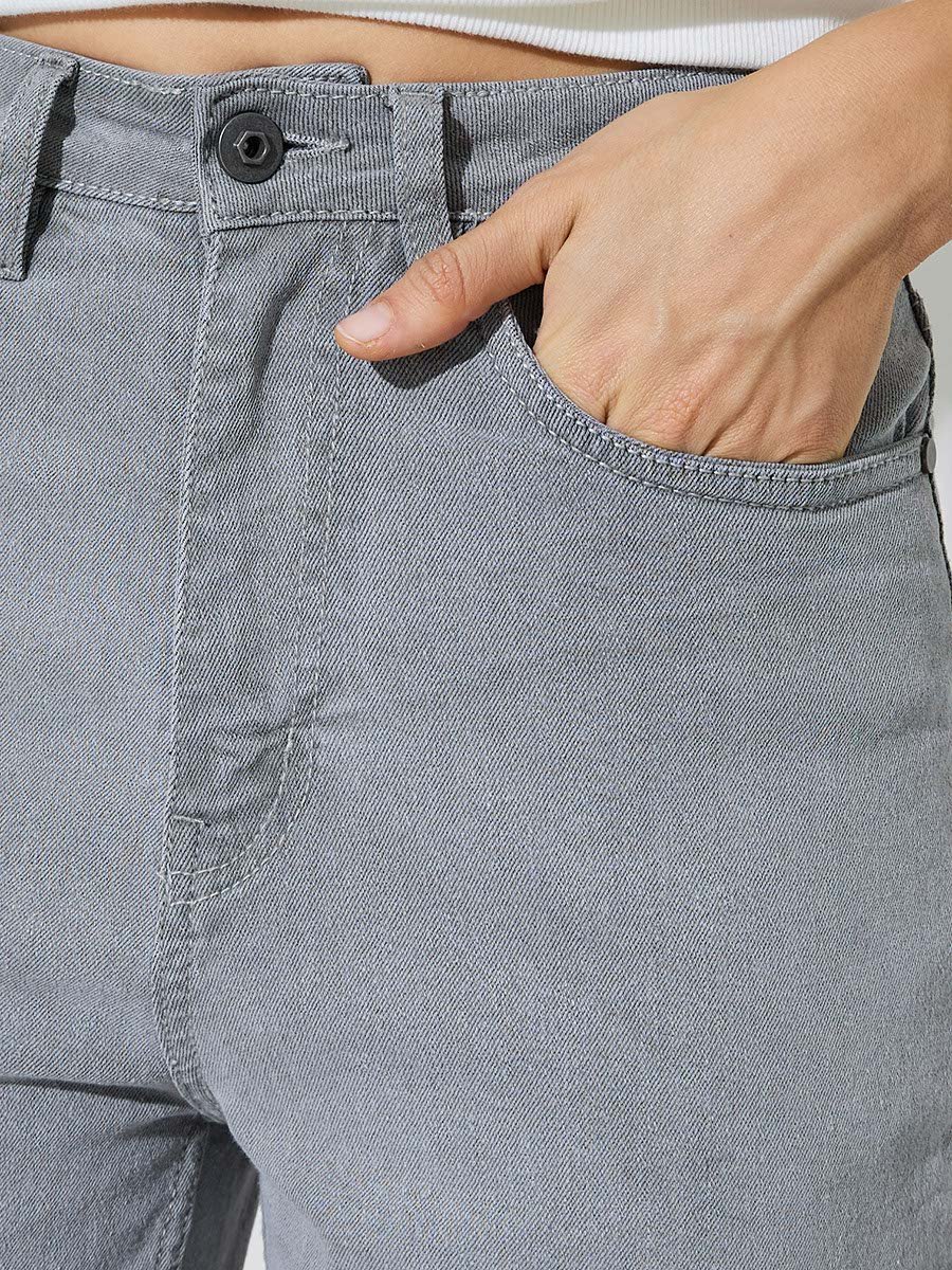 Charcoal Mid Rise Mom Fit Jeans