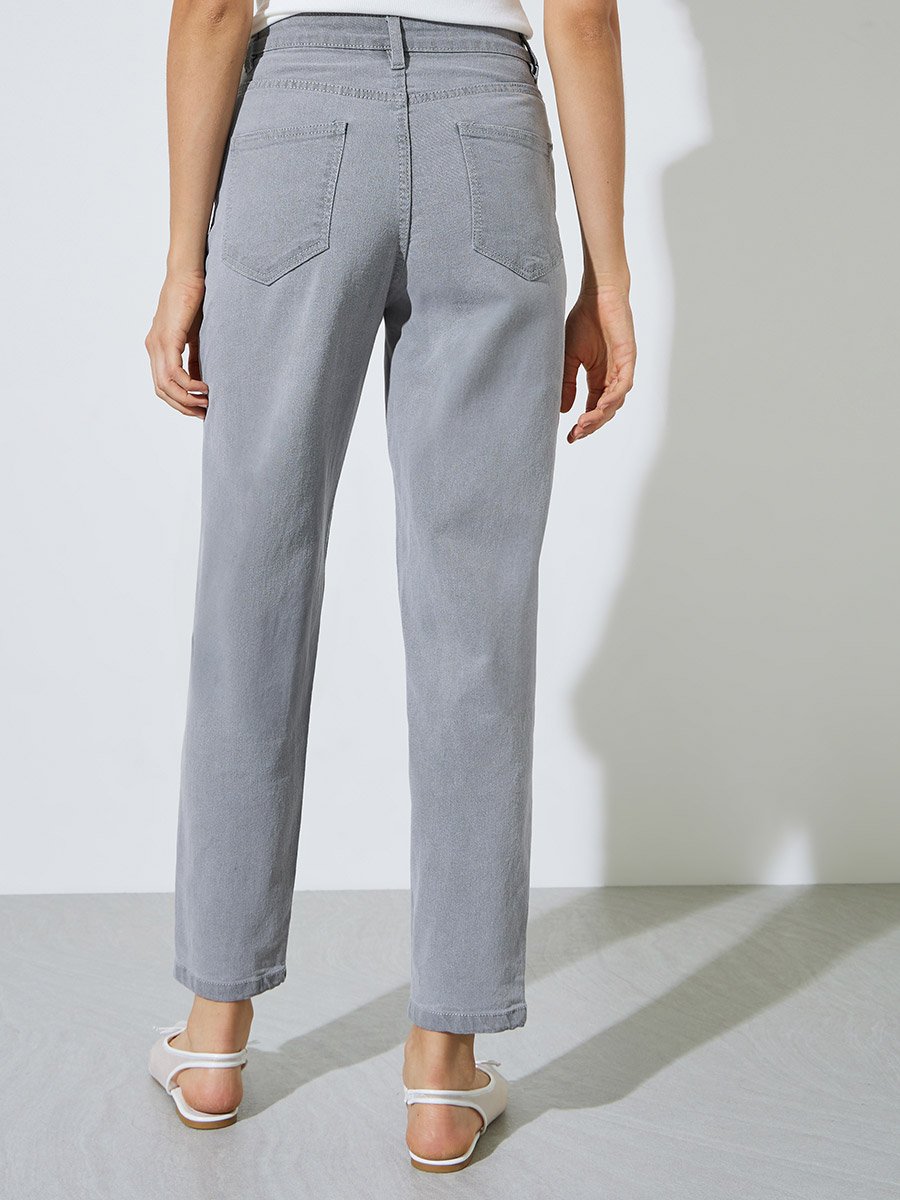 Charcoal Mid Rise Mom Fit Jeans