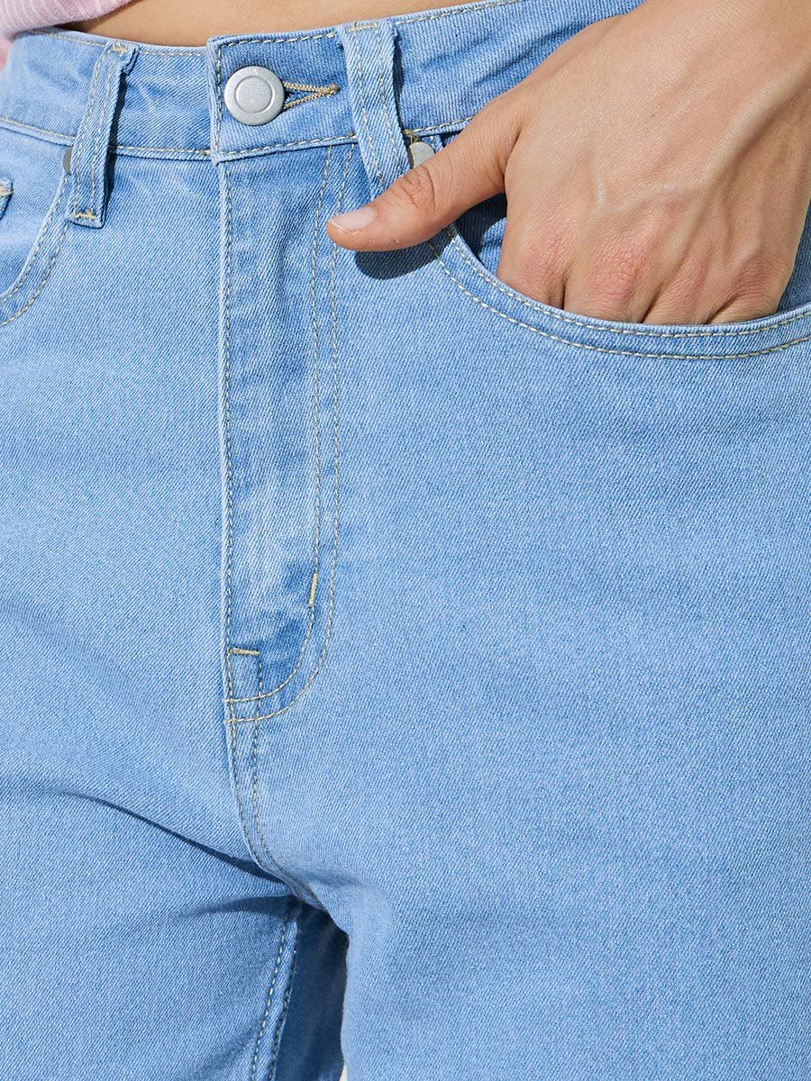 Light Blue Mid Rise Mom Fit Jeans