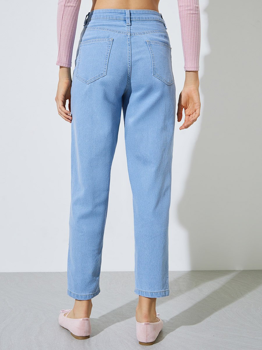 Light Blue Mid Rise Mom Fit Jeans