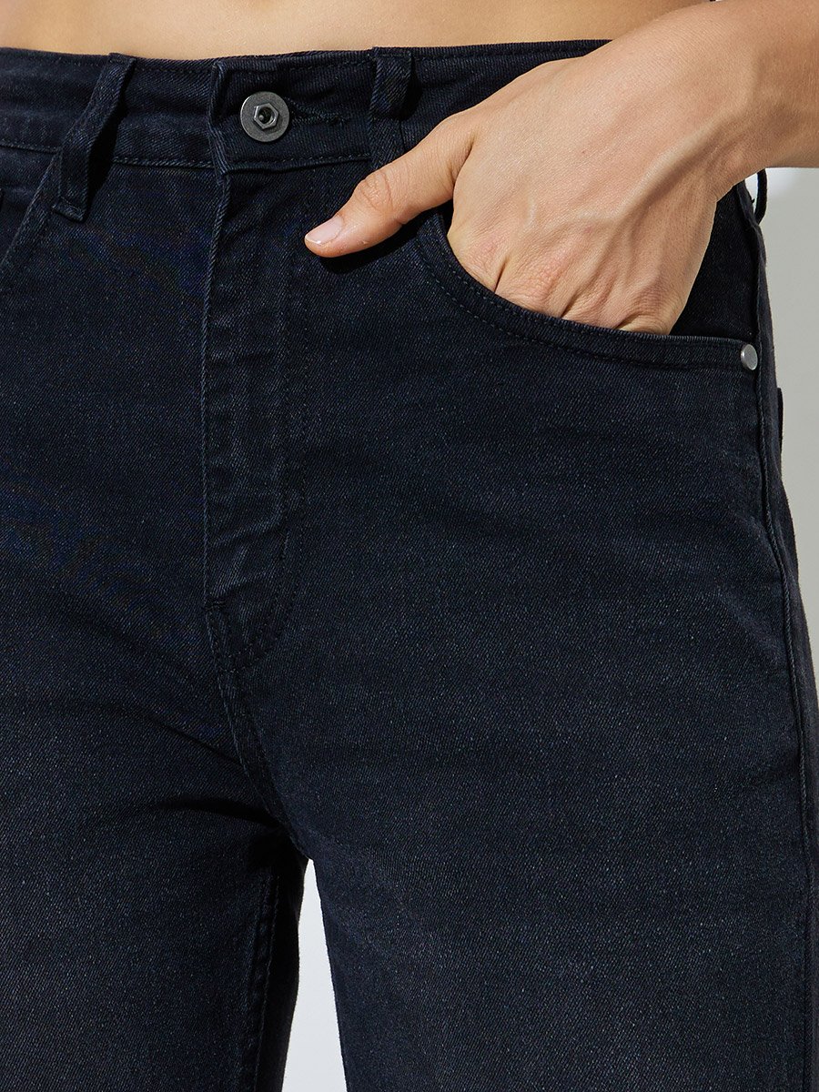 Black Fit and Flare Stretch Flared Jeans
