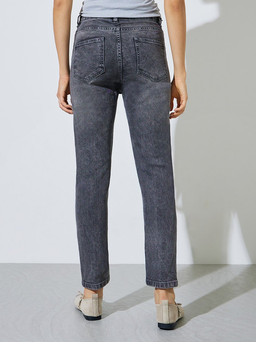 Mid Rise Washed Ankle Length Slim Fit Jeans