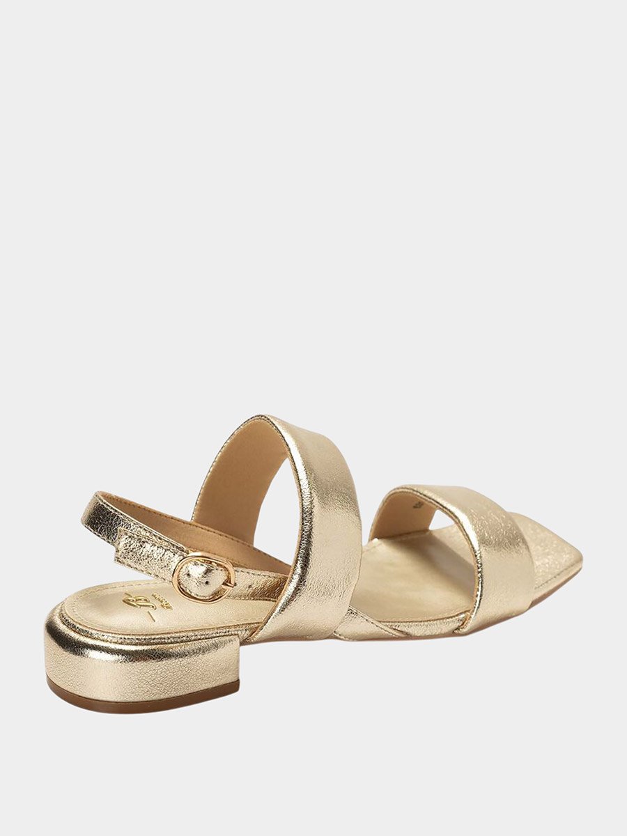 Metallic Ankle Strap Block Heel Sandals