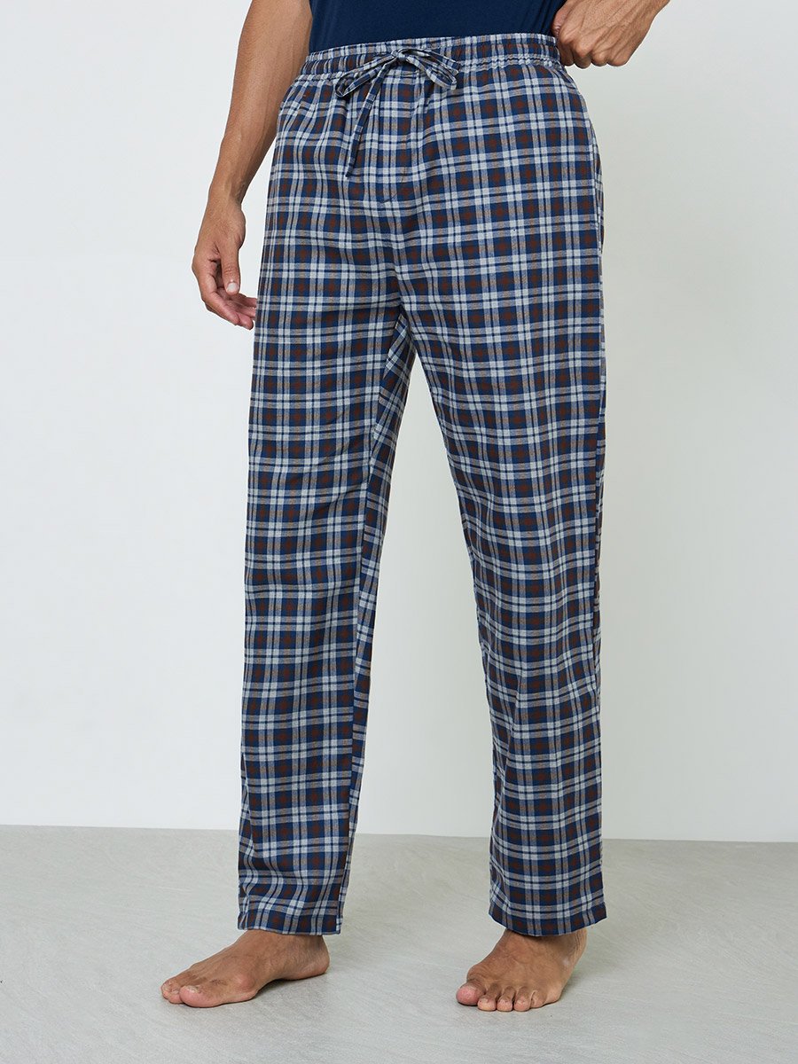 Men Solid Cotton T-Shirt and Checked Pyjama Set