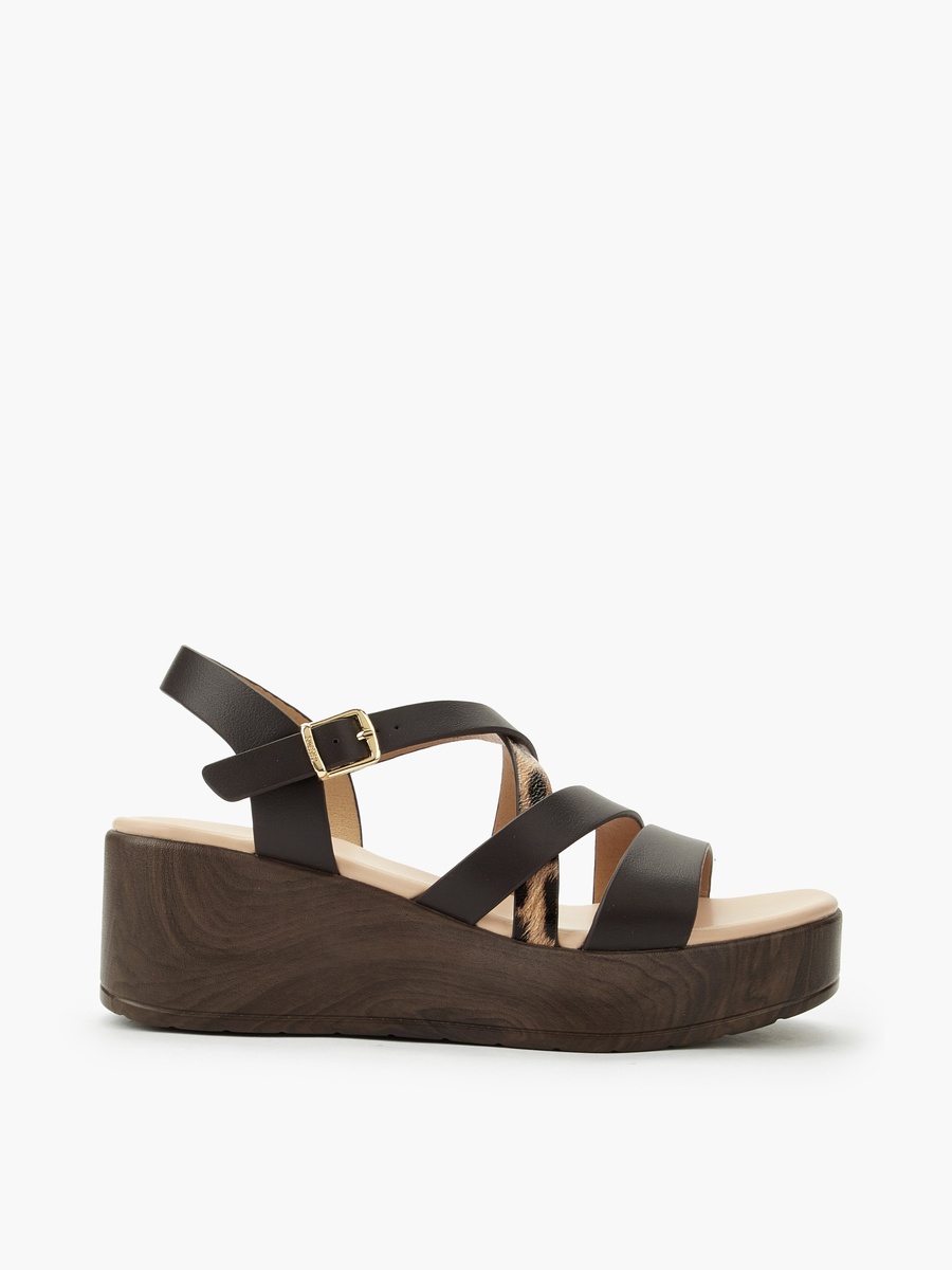 Women Glitter Detail Buckle Closure Sandals