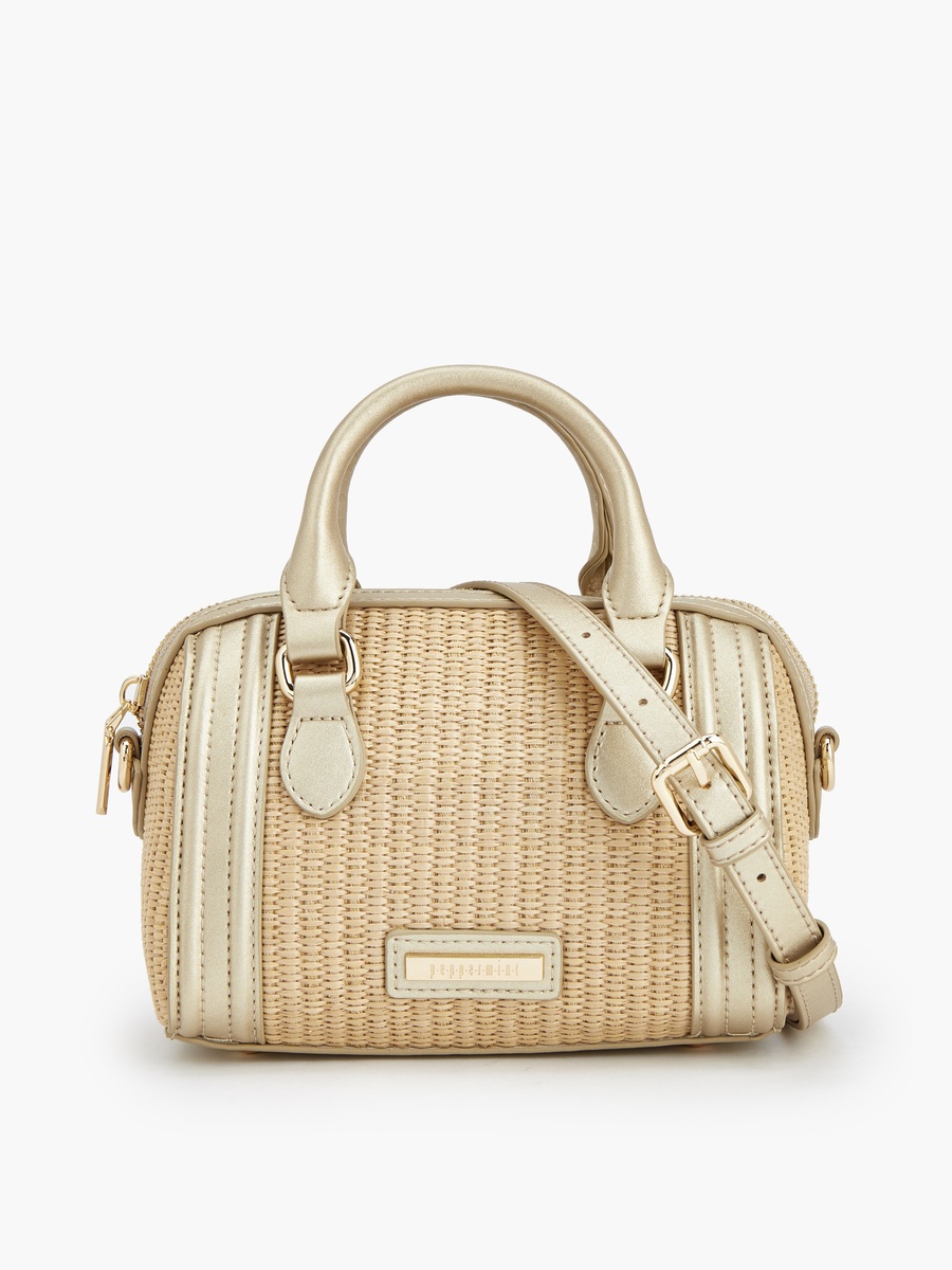 Textured Crossbody Bag with Double Handle