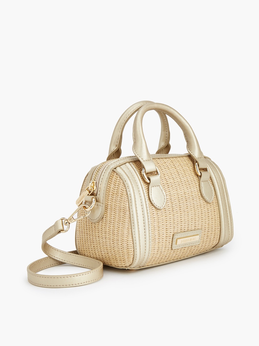Textured Crossbody Bag with Double Handle