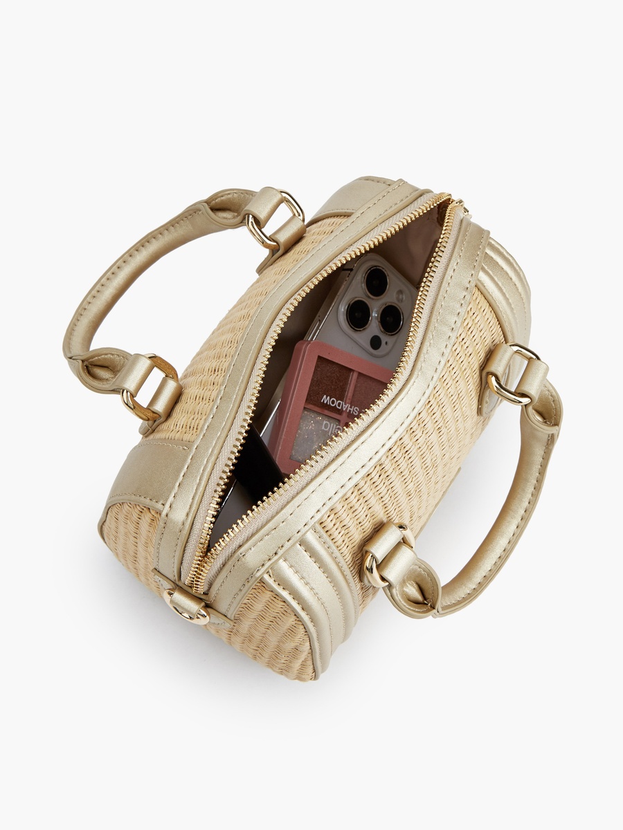 Textured Crossbody Bag with Double Handle