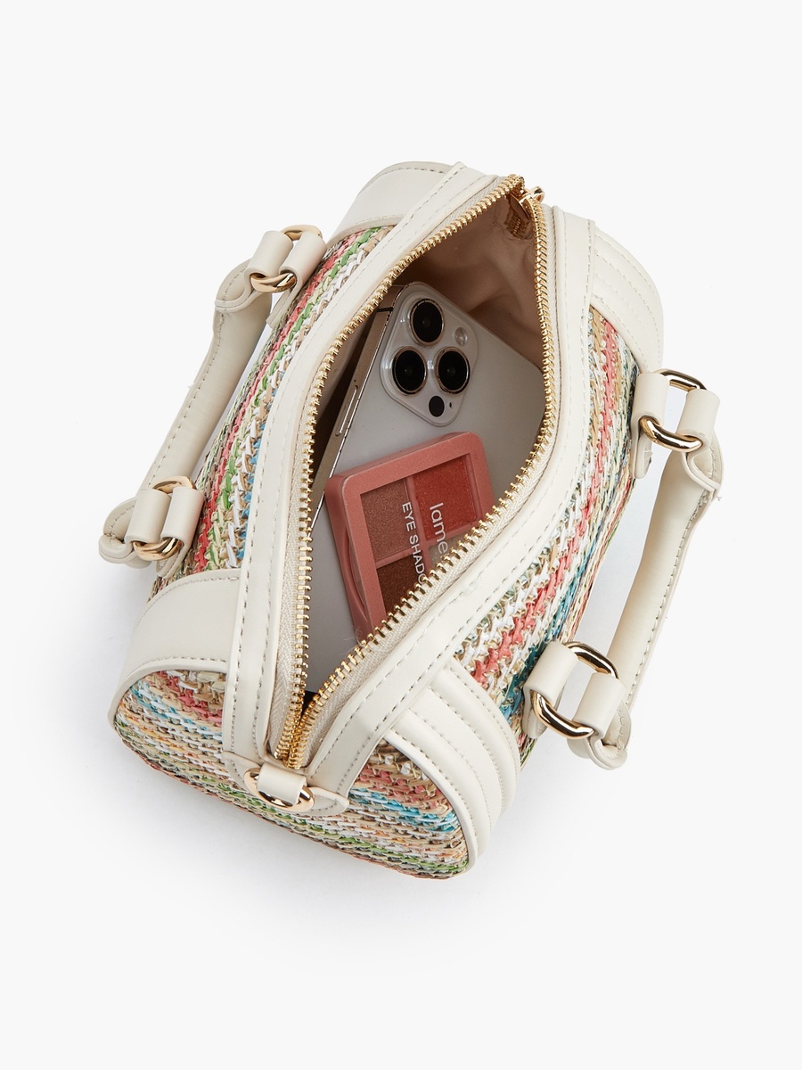 Textured Crossbody Bag with Double Handle
