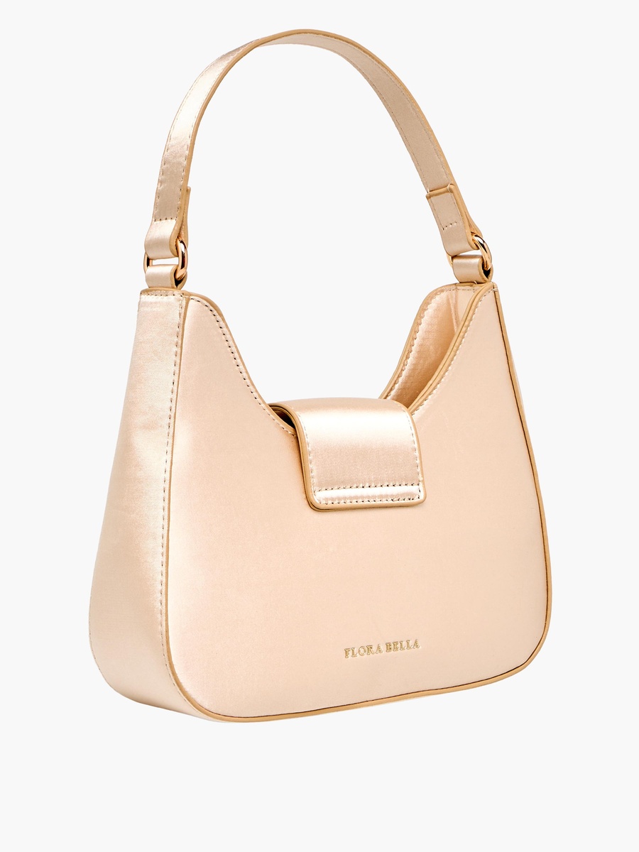 Textured Shoulder Bag with Embellished Button Closure