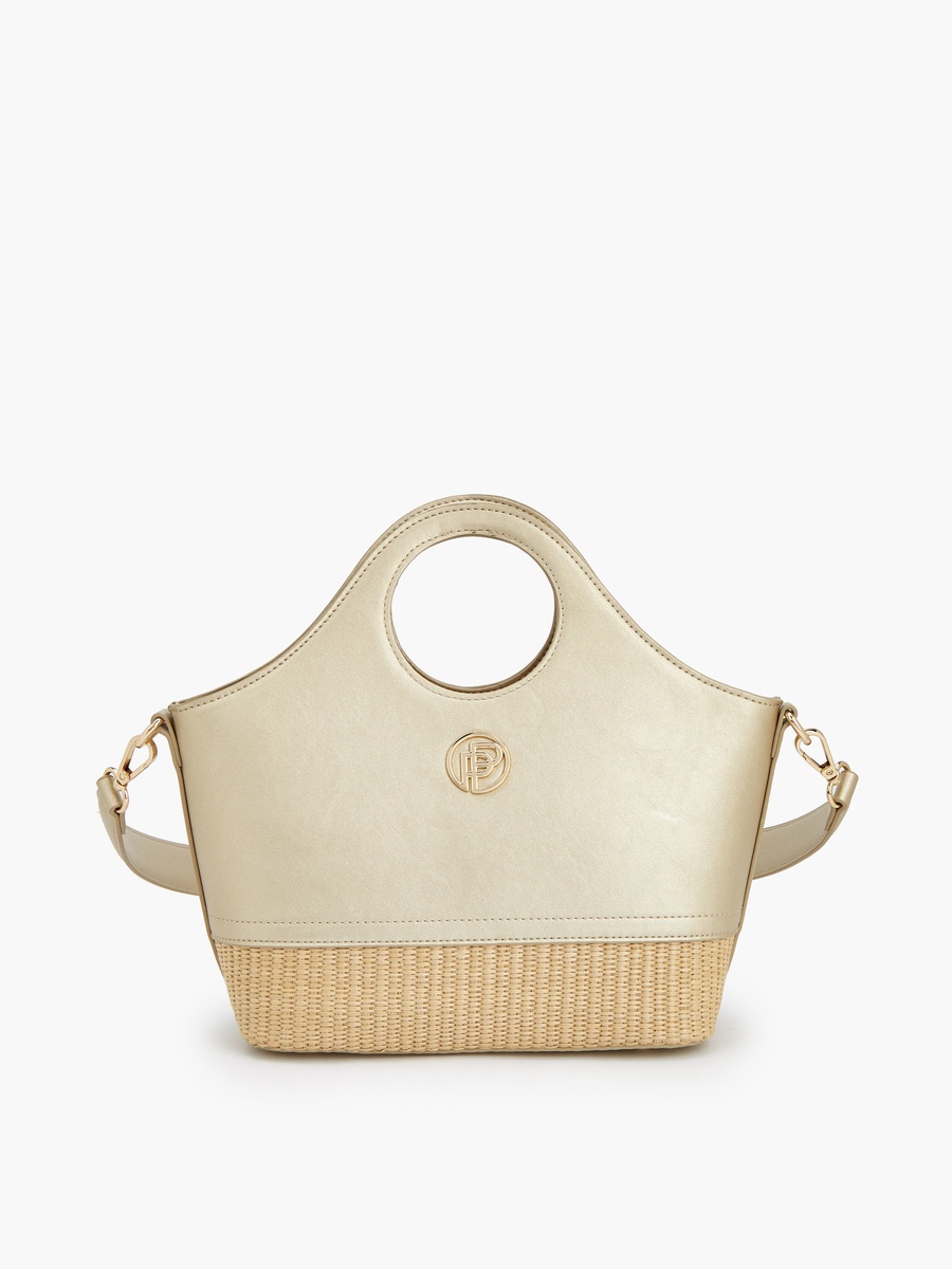Textured Tote Bag with Zip Closure