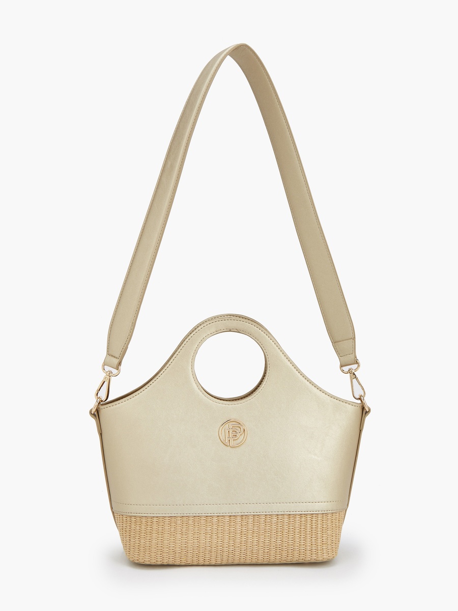 Textured Tote Bag with Zip Closure