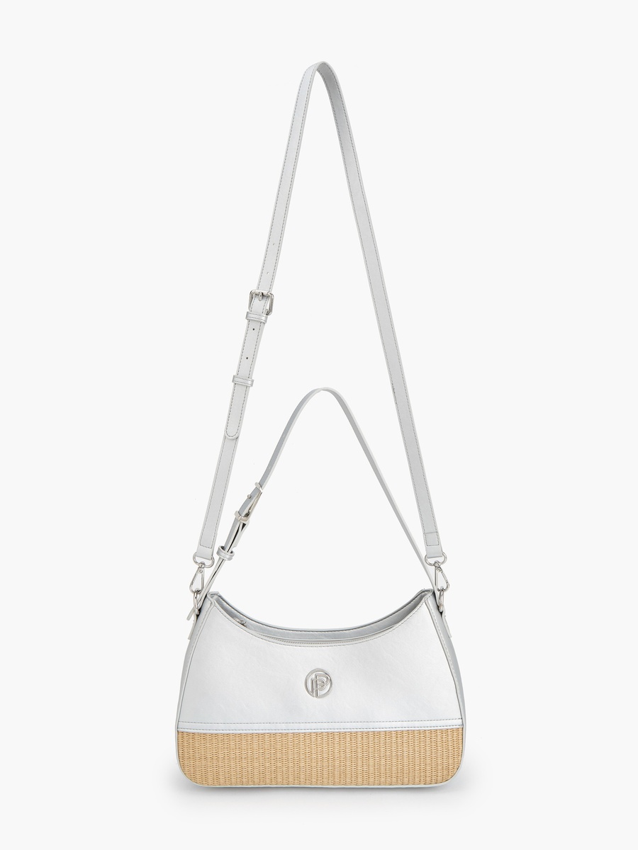 Textured Shoulder Bag with Zip Closure