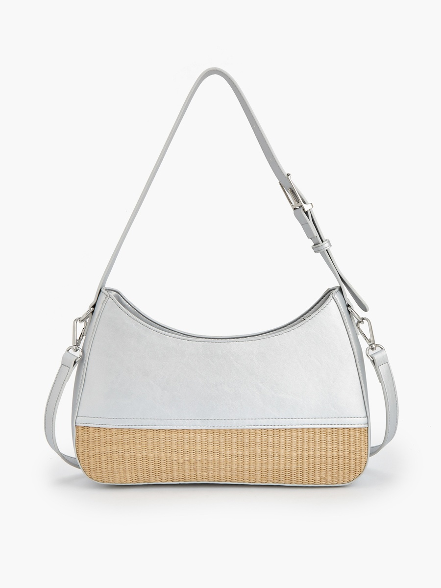 Textured Shoulder Bag with Zip Closure